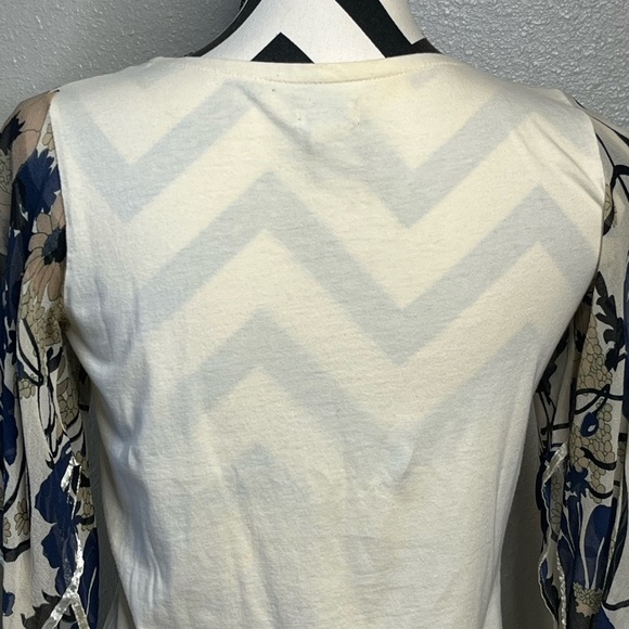 Anthropologie Odille Y2K Feminine Silk Floral Sheer Sleeves Blouse - Picture 6 of 13
